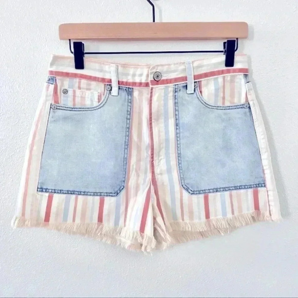 American Eagle Striped High Waisted Shorts - Picture 1 of 5